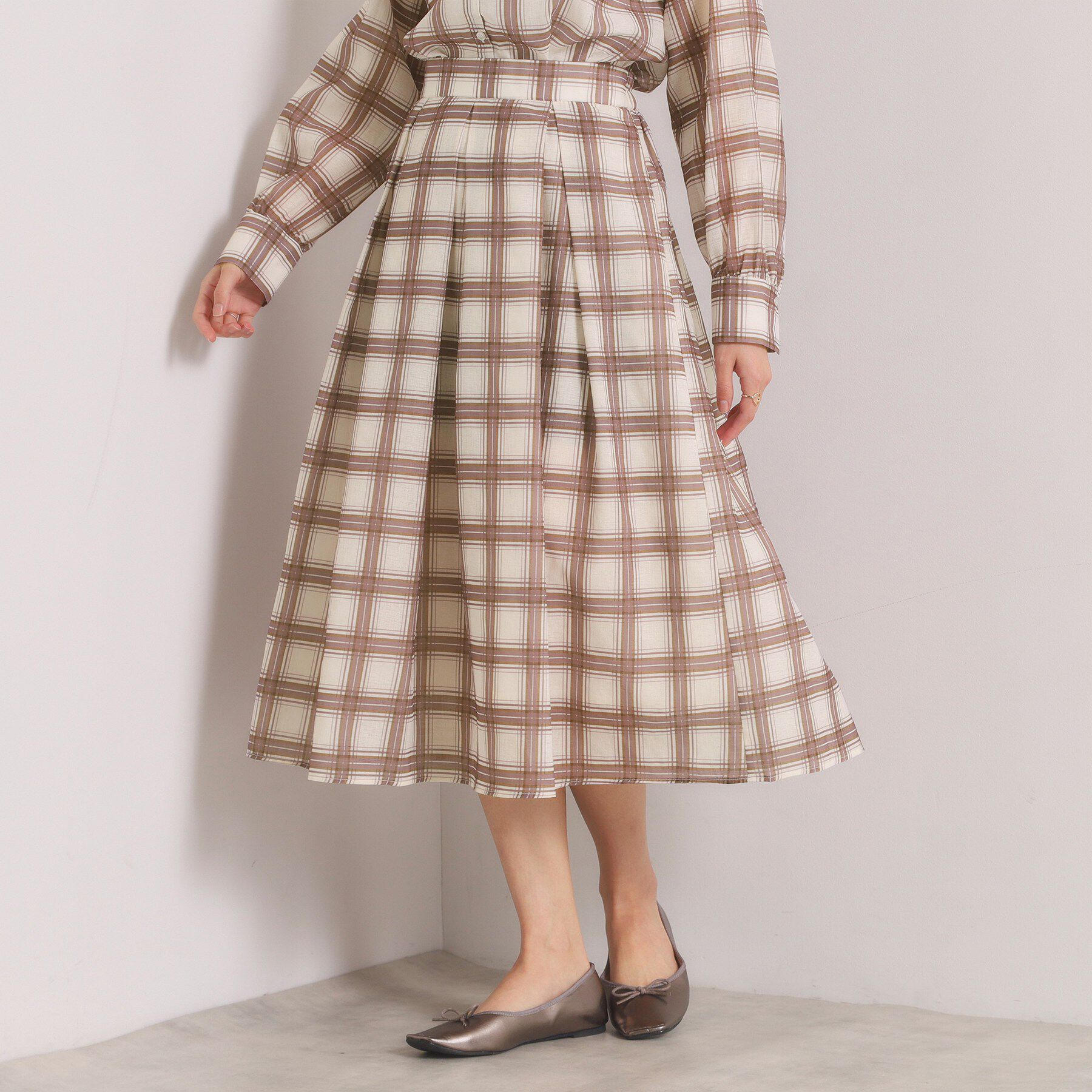 ITS&rsquo;DEMO「【セットアップ可／手洗い可】シアーチェックスカート」|スカート|パープル(281)