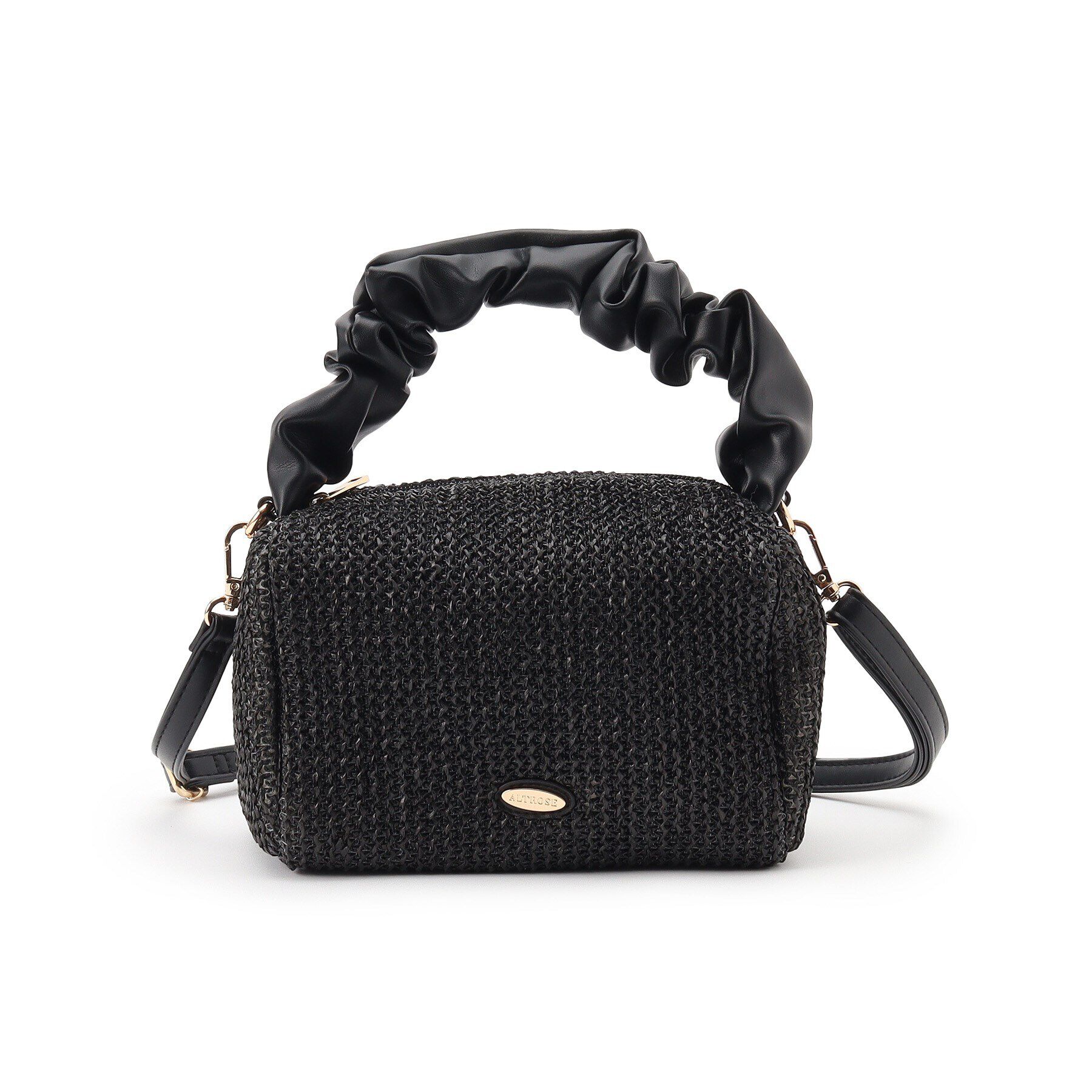 Ober Tashe「スクエア ギャザーハンドル カゴバッグ 2wayショルダーバッグ」|ショルダー・メッセンジャー|ﾌﾞﾗｯｸ(019)