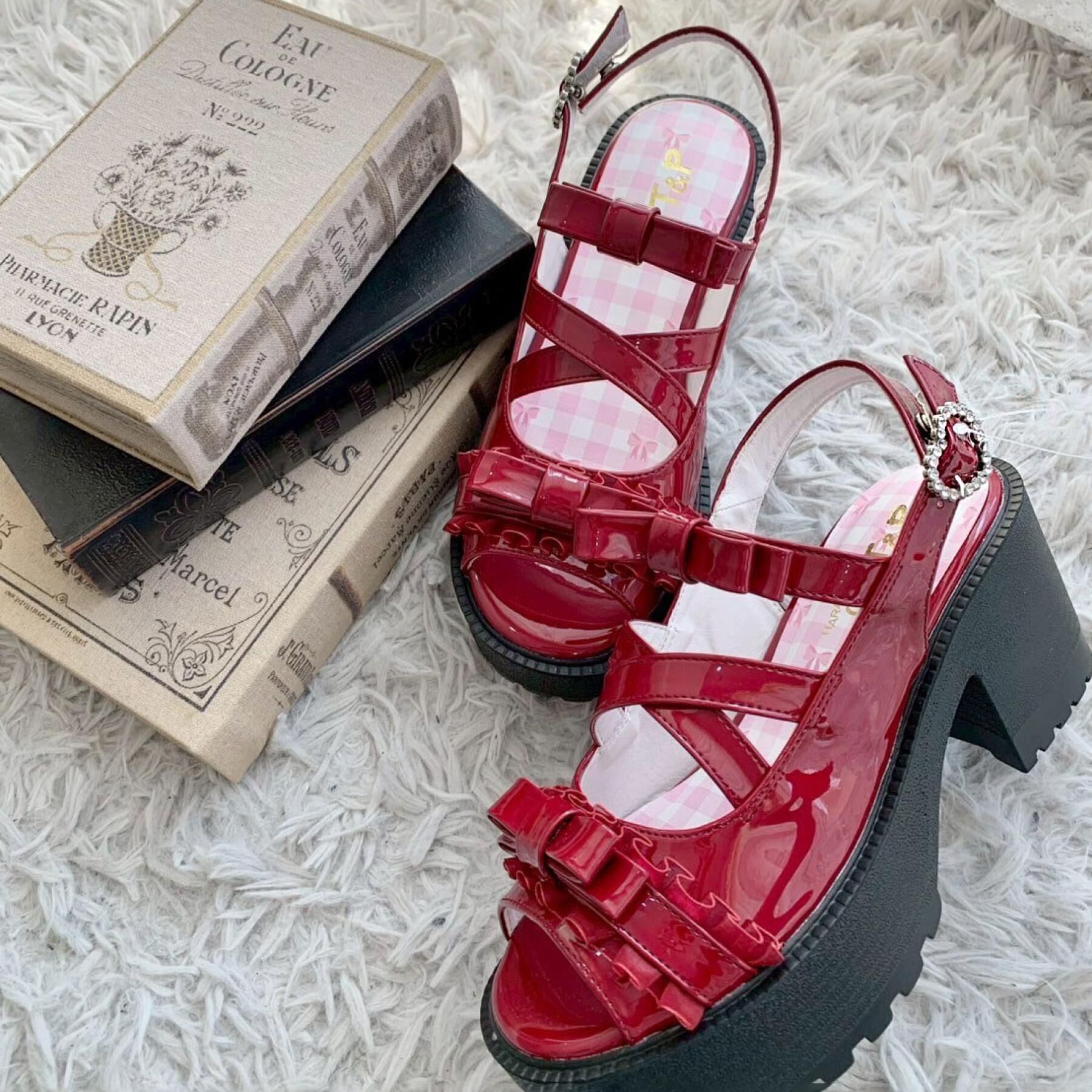 csT&P「厚底レース付きリボンベルトサンダル」|サンダル|