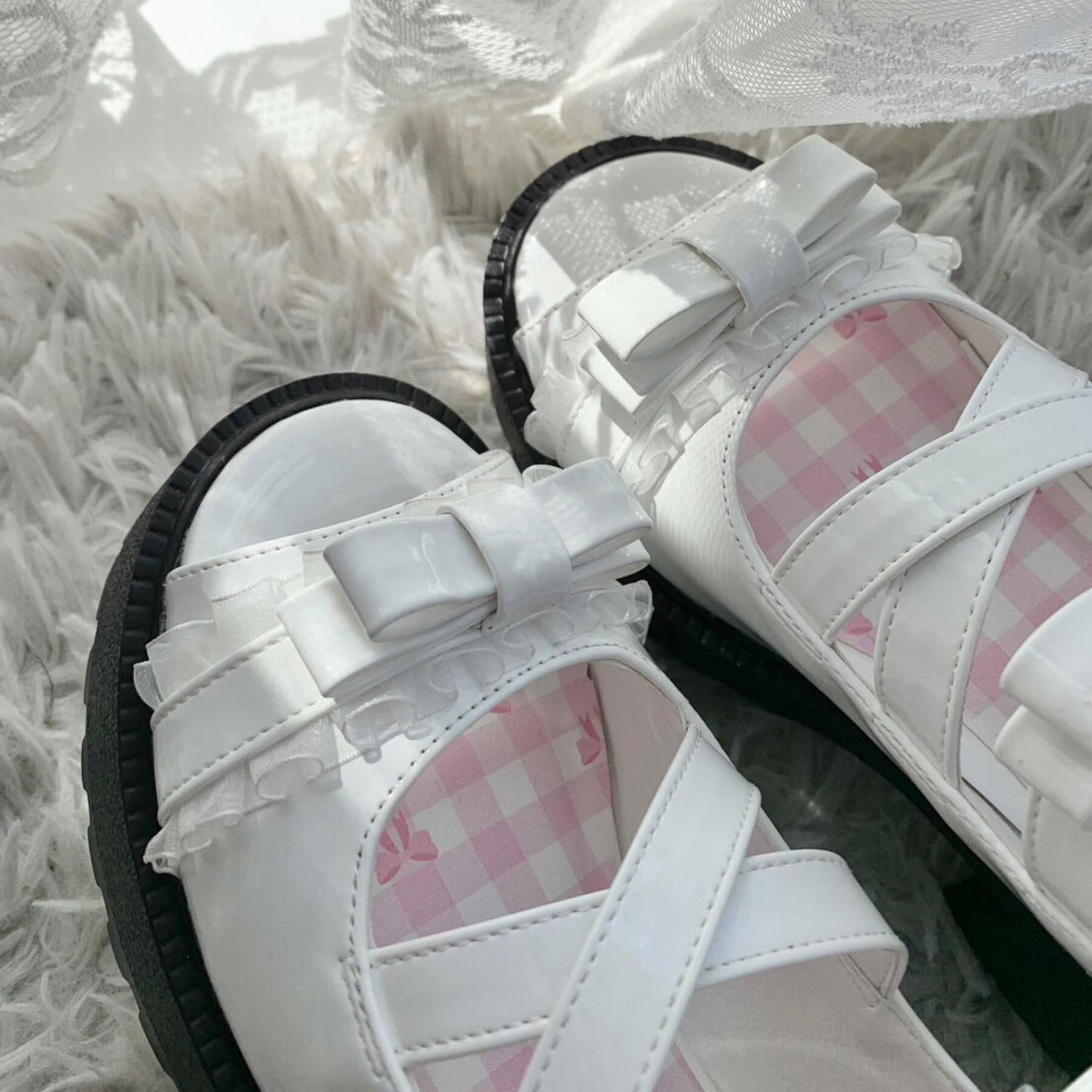 csT&P「厚底レース付きリボンベルトサンダル」|サンダル|