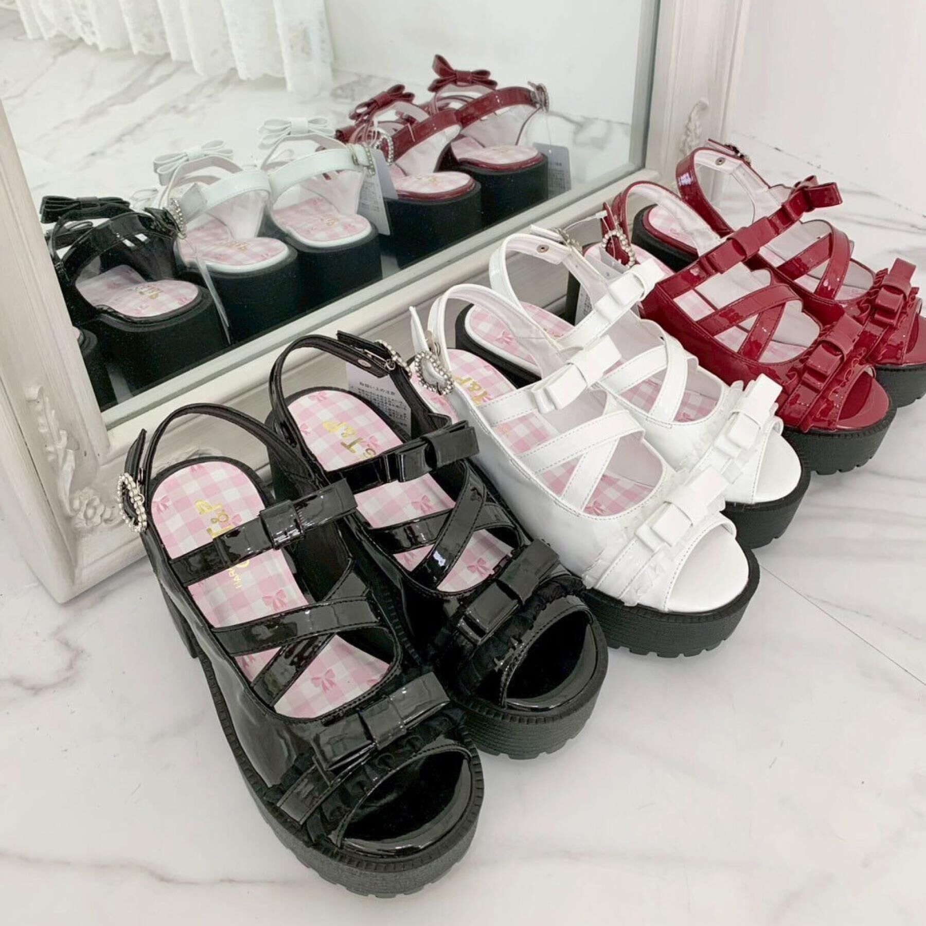 csT&P「厚底レース付きリボンベルトサンダル」|サンダル|