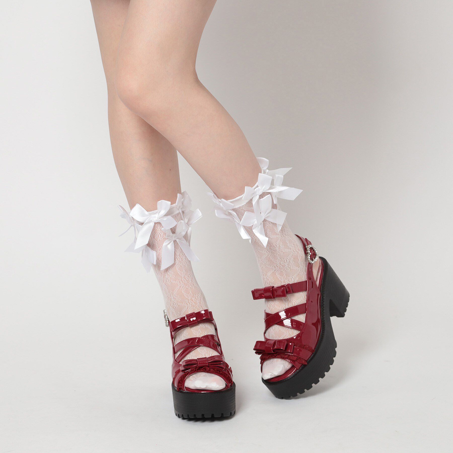 csT&P「厚底レース付きリボンベルトサンダル」|サンダル|