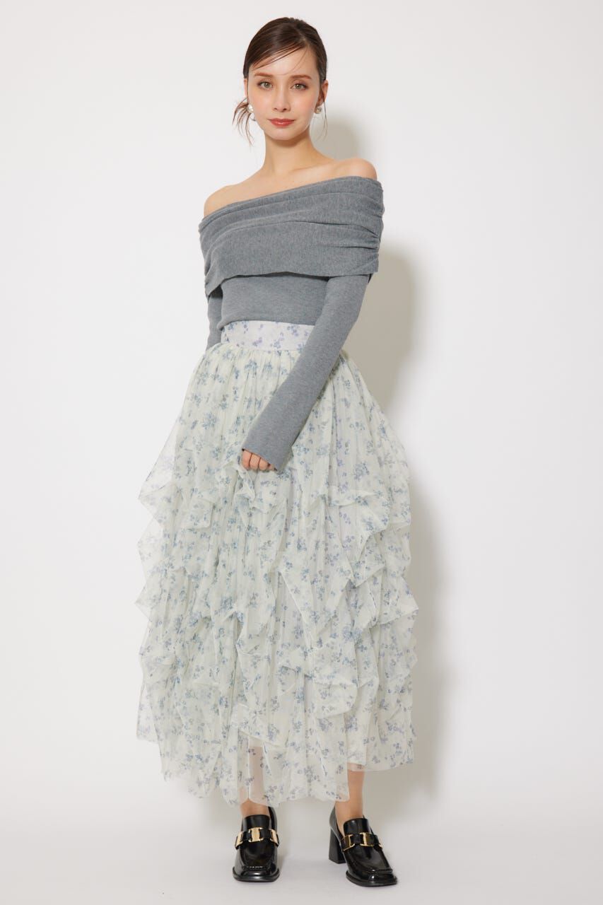 rienda「オフショルギャザーニットトップス」|ニット・セーター|