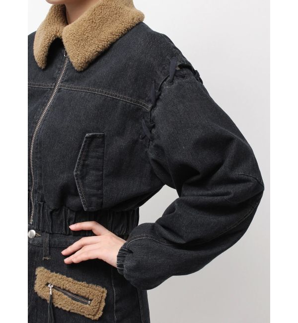 EMODA「ボアカラーデニムブルゾン」|ブルゾン・スタジャン|