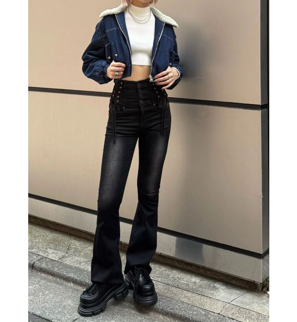 EMODA「ボアカラーデニムブルゾン」|ブルゾン・スタジャン|