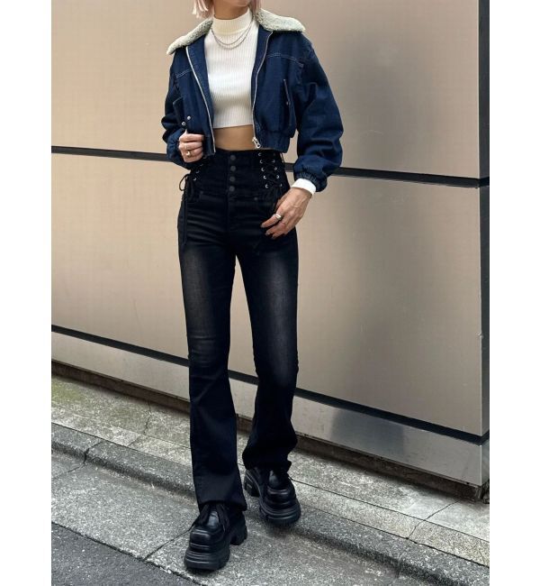 EMODA「ボアカラーデニムブルゾン」|ブルゾン・スタジャン|