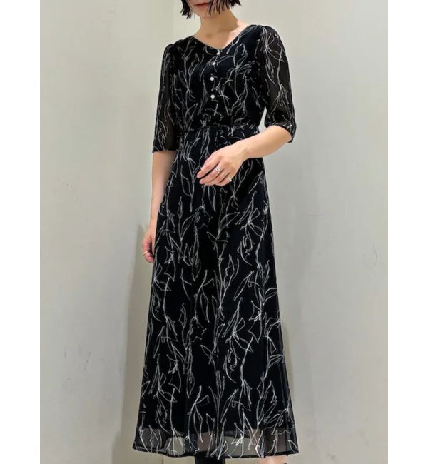 LAGUNAMOON「アシンメトリーネックラインプリントワンピース」|ワンピース|