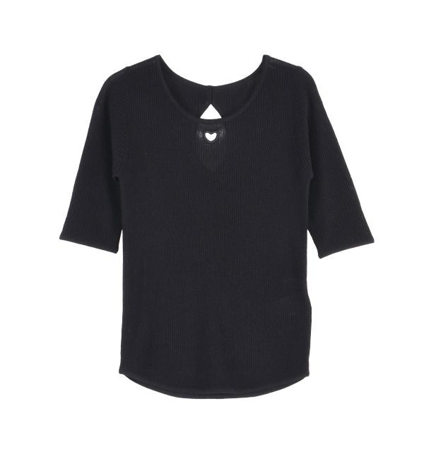 LAGUNAMOON「ハートハーフスリーブシアーニットトップス」|ニット・セーター|