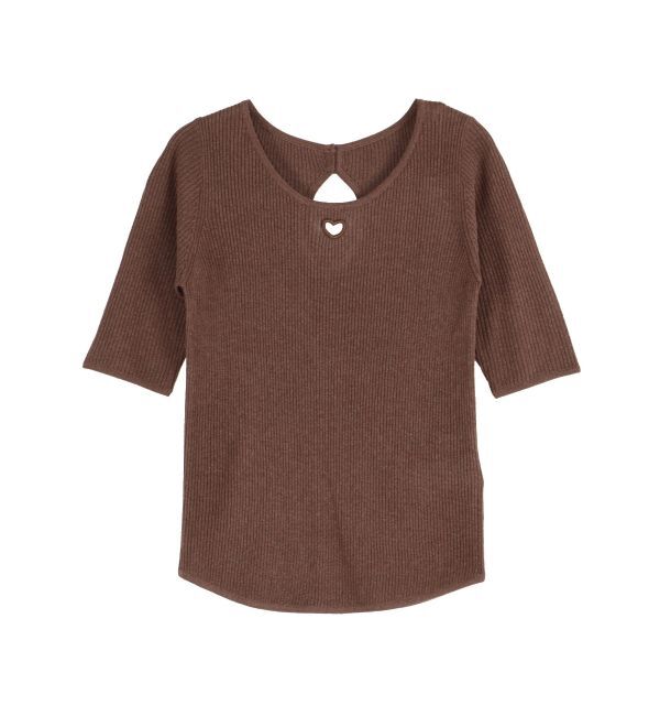 LAGUNAMOON「ハートハーフスリーブシアーニットトップス」|ニット・セーター|