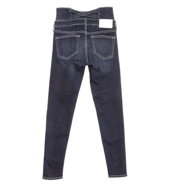 GYDA「【TINY】ハイウエストウエストクロススキニーデニムパンツ」|デニム|