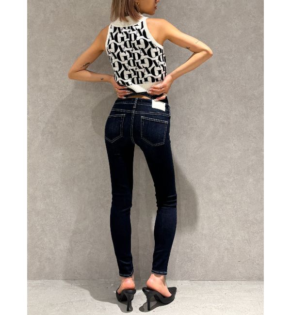 GYDA「【TINY】ハイウエストウエストクロススキニーデニムパンツ」|デニム|