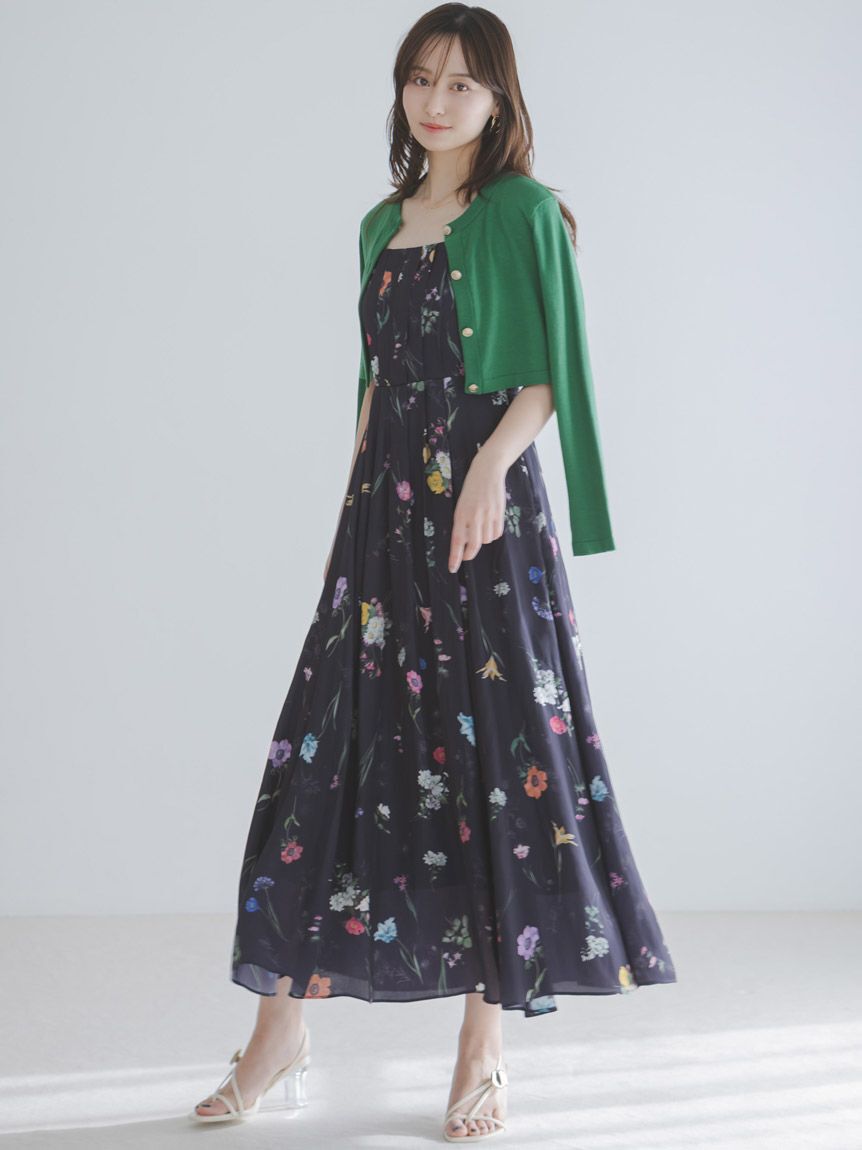SNIDEL「カーデセットフローラルプリントキャミワンピース」|ワンピース|NVY
