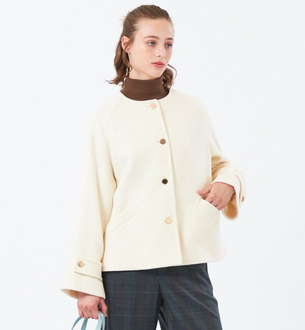 MACKINTOSH PHILOSOPHY「【WELBURY NO COLLAR SHORT（ウェルベリーノーカラーショート）】ウールメルトン製」|その他|オフホワイト