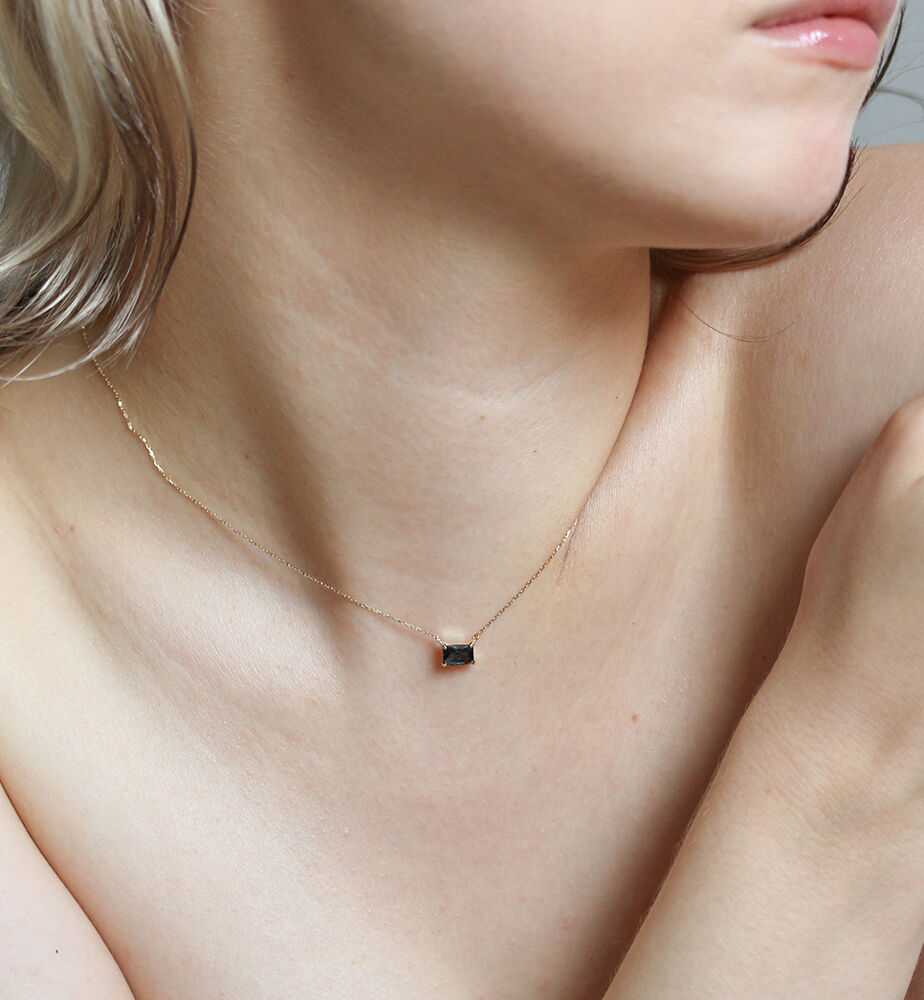  「ロンドンブルートパーズ レクタングル ネックレス | K10YG」|ネックレス|K10 イエローゴールド