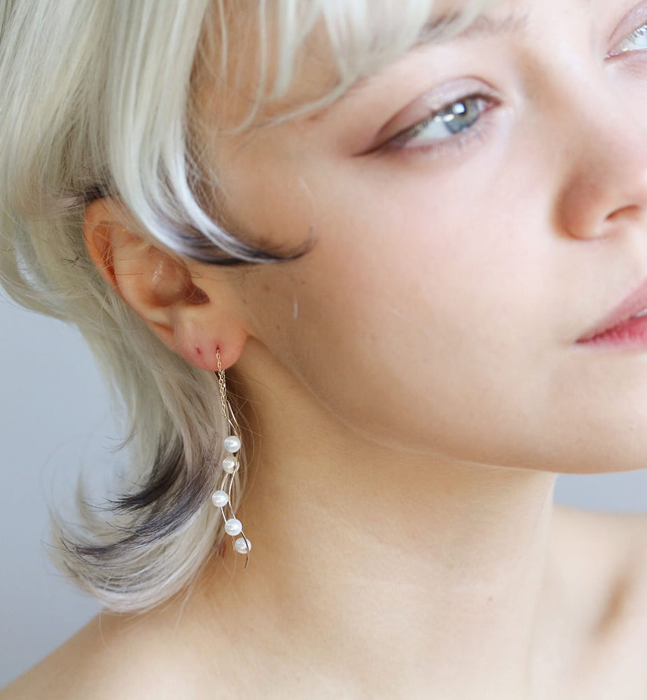  「パール ロング ピアス| K10YG」|ピアス|