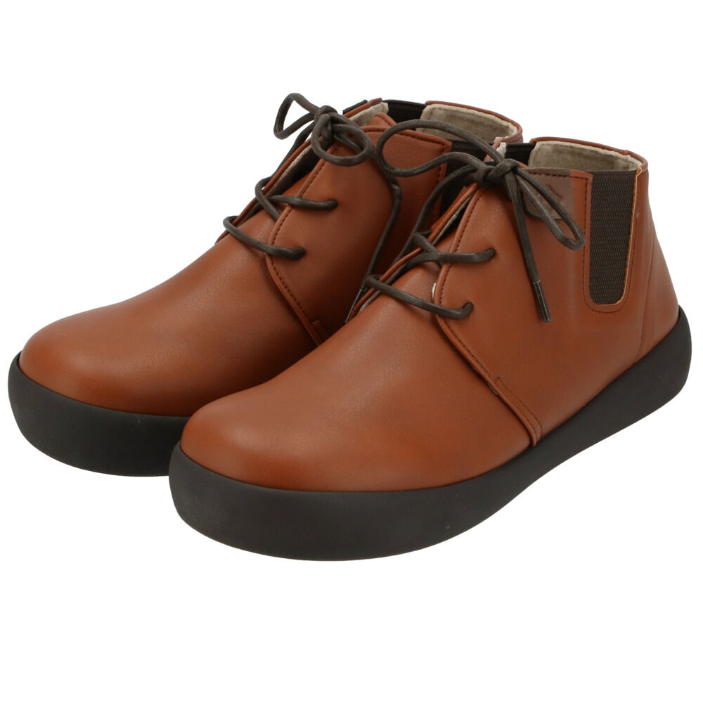 BACKYARD FAMILY「ショートブーツ レディース ぺたんこ 定番 ブーツ ショート レースアップ ローヒール」|ショートブーツ|ブラウン1