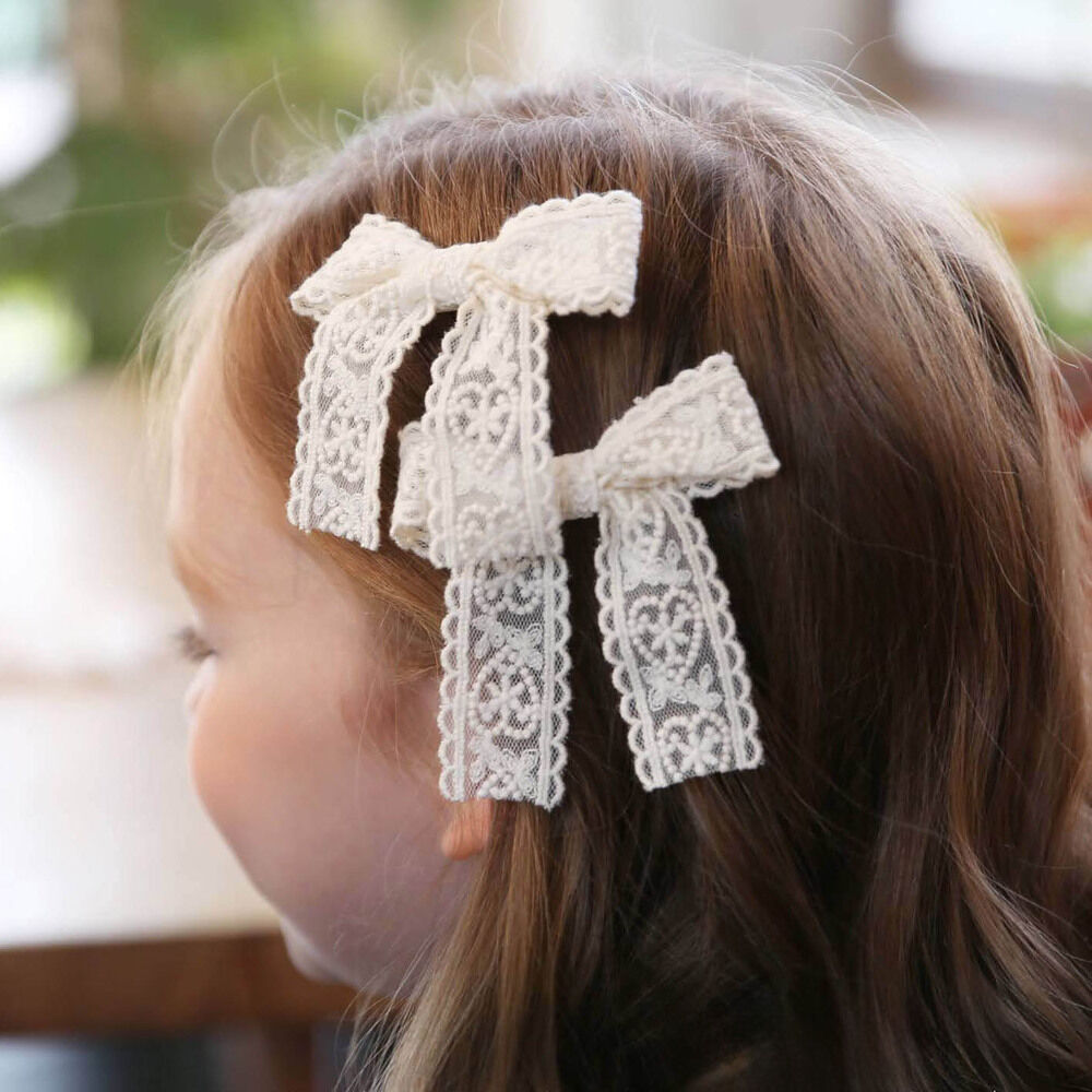 BACKYARD FAMILY「Rora ヘアクリップ キッズ 2個セット 通販 ケイリー 髪飾り 髪留め リボン 大きめ レース」|その他|ホワイト1