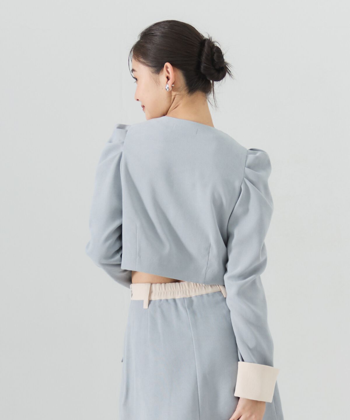 REDYAZEL「ダブルボタンバイカラージャケット」|ノーカラージャケット|