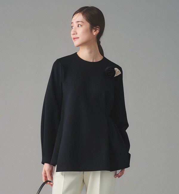 UNITED ARROWS「SPONGY クルーネック ギャザー ブラウス」|シャツ・ブラウス|