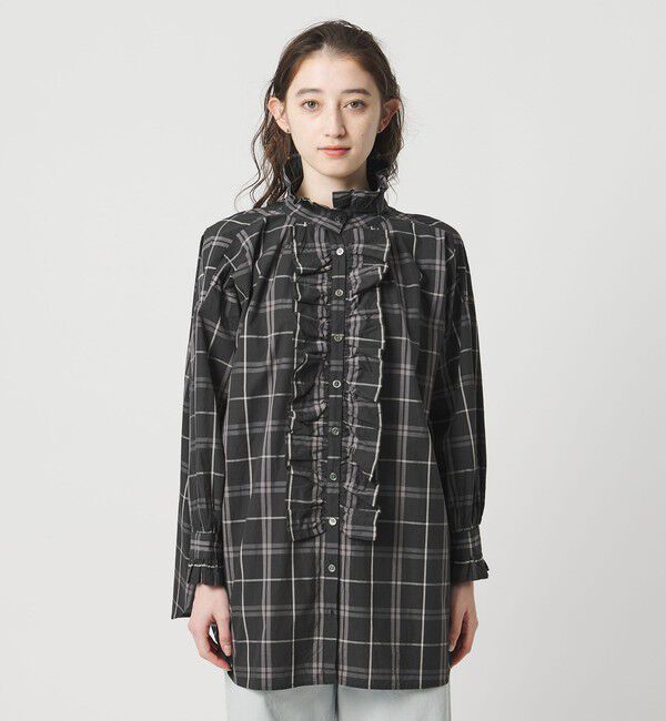 UNITED ARROWS「【別注】＜dahl&rsquo;ia＞チェック フリルブラウス」|シャツ・ブラウス|