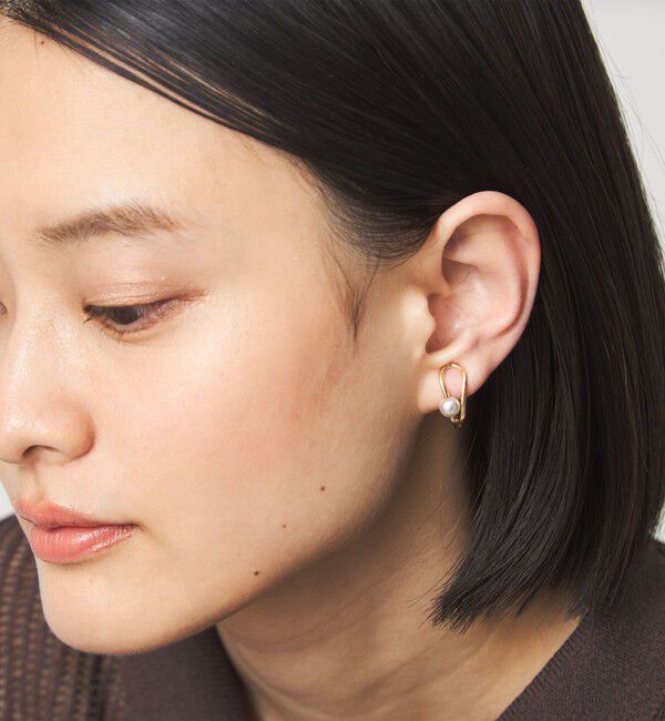 UNITED ARROWS green label relaxing「ドロップフレーム＆フェイクパール イヤリング」|イヤリング|