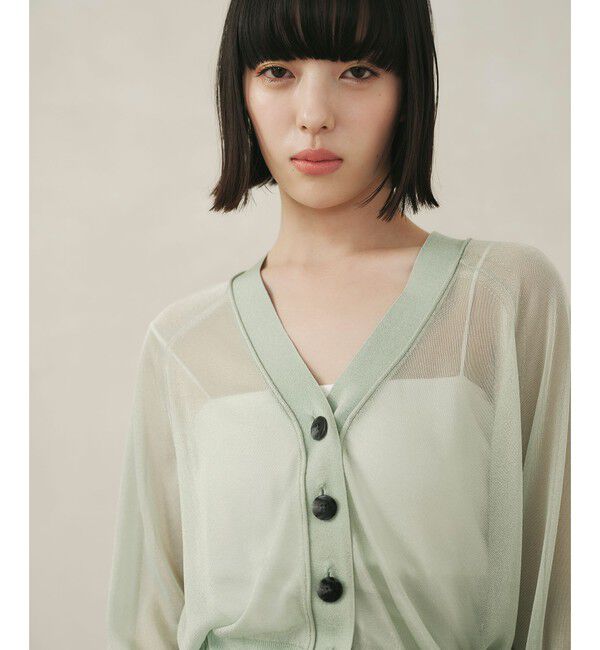 EMMEL REFINES「＜EMMEL REFINES＞EM HW ラメシアー カーディガン」|カーディガン|LIME