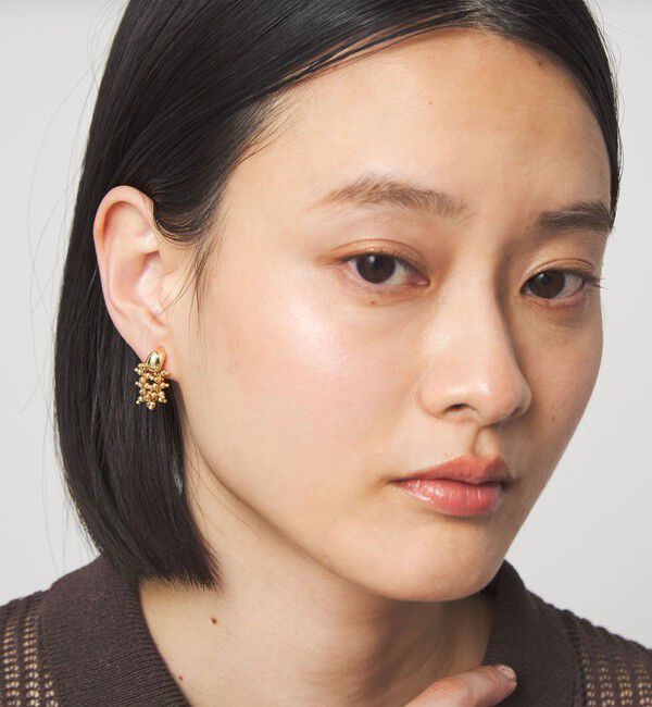 UNITED ARROWS green label relaxing「オーバルメタル＆ツブツブミックス イヤリング」|イヤリング|GOLD