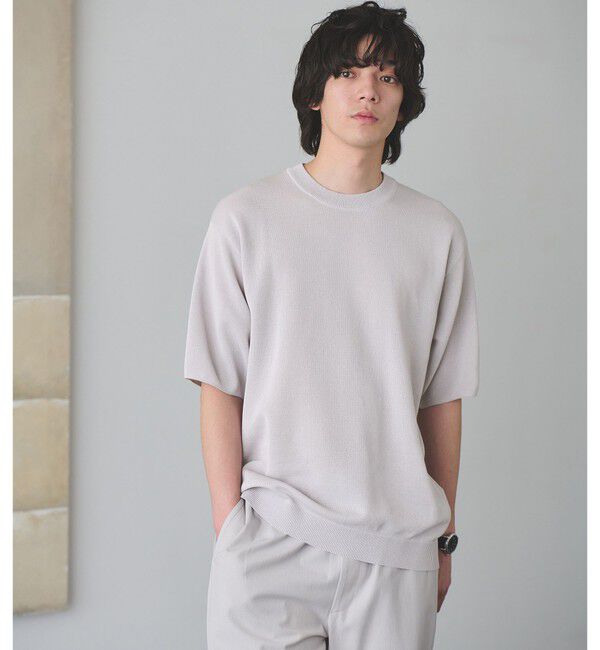 UNITED ARROWS green label relaxing「BREEZY ペーパー 半袖 クルーネック ニット Tシャツ -ハンドウォッシャブル・抗菌・通気性-」|Tシャツ・カットソー|LT.GRAY