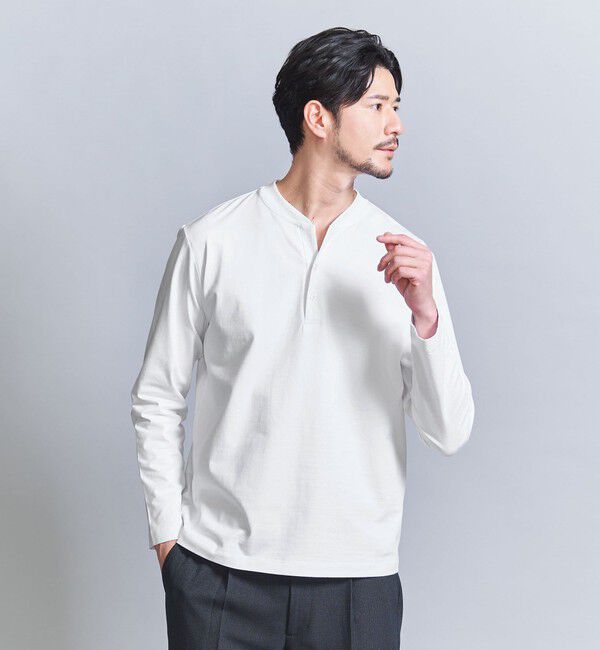 BEAUTY&YOUTH UNITED ARROWS「【WEB限定 WARDROBE SMART】クリア ガスコットン ヘンリーネック カットソー【抗菌・防臭】」|Tシャツ・カットソー|