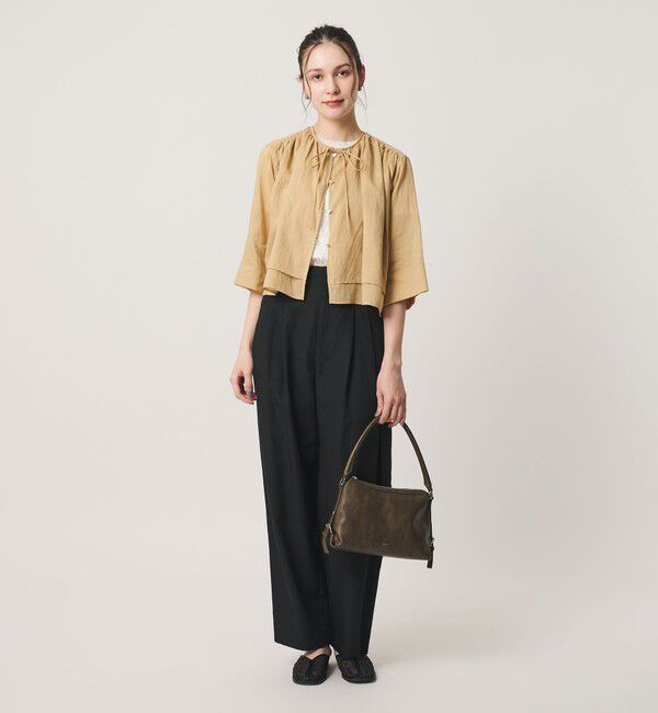 BEAUTY&YOUTH UNITED ARROWS「麻ブレンド フロントリボン ティアード シャツ ウォッシャブル」|シャツ・ブラウス|