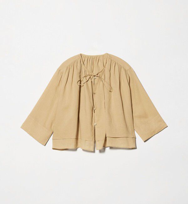 BEAUTY&YOUTH UNITED ARROWS「麻ブレンド フロントリボン ティアード シャツ ウォッシャブル」|シャツ・ブラウス|