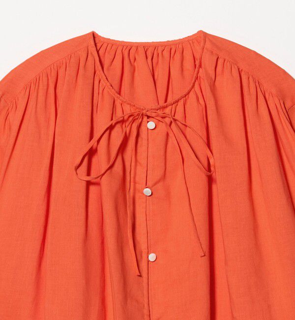 BEAUTY&YOUTH UNITED ARROWS「麻ブレンド フロントリボン ティアード シャツ ウォッシャブル」|シャツ・ブラウス|