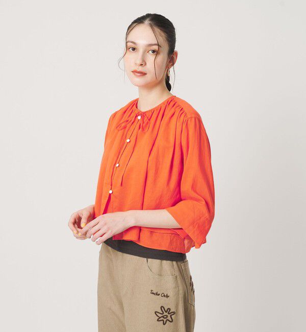 BEAUTY&YOUTH UNITED ARROWS「麻ブレンド フロントリボン ティアード シャツ ウォッシャブル」|シャツ・ブラウス|