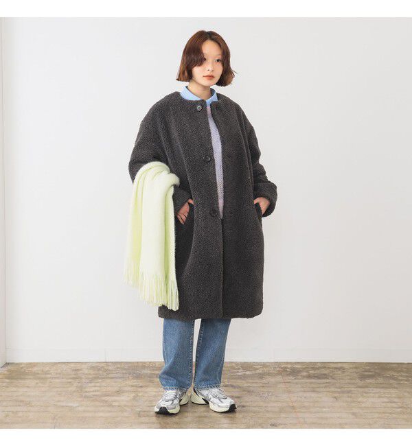 Ray BEAMS 「GYMPHLEX / ボア ノーカラー コート」|ダッフルコート|