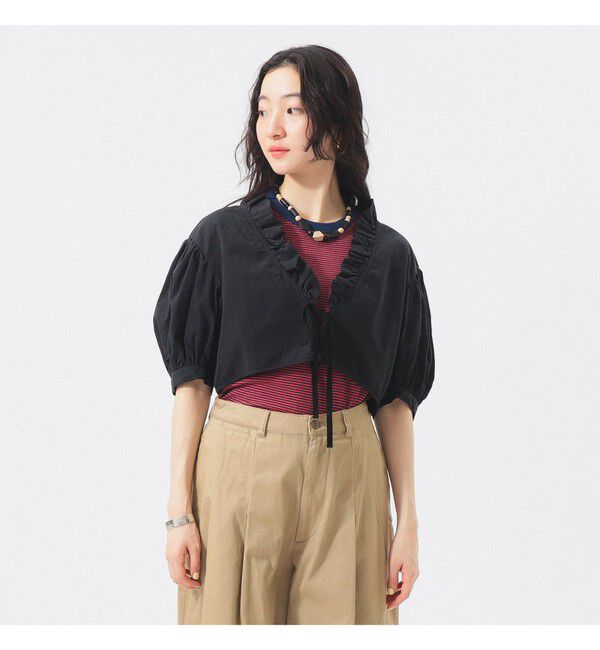 BEAMSBOY「フリル ショート ブラウス」|シャツ・ブラウス|BLACK