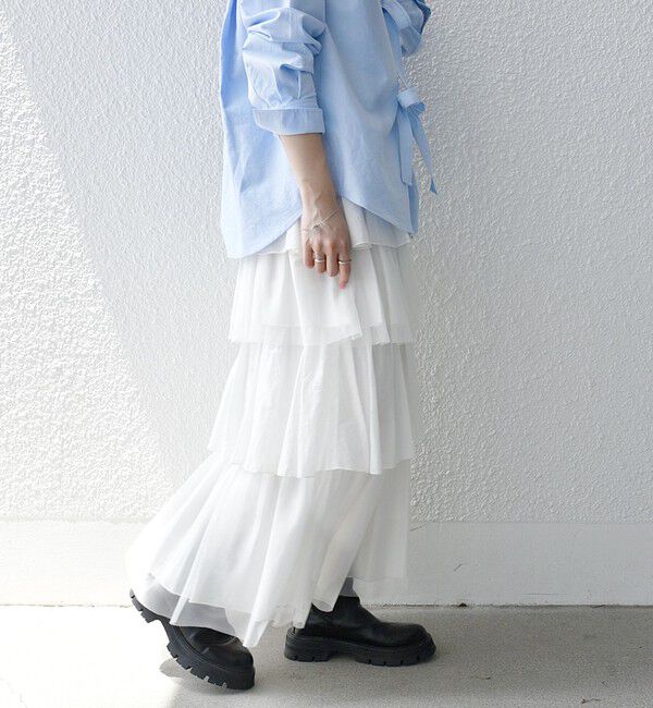 SHIPS any「SHIPS any:〈手洗い可能〉チュール  ティアード ロング スカート」|スカート|