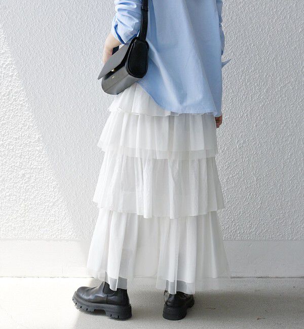 SHIPS any「SHIPS any:〈手洗い可能〉チュール  ティアード ロング スカート」|スカート|