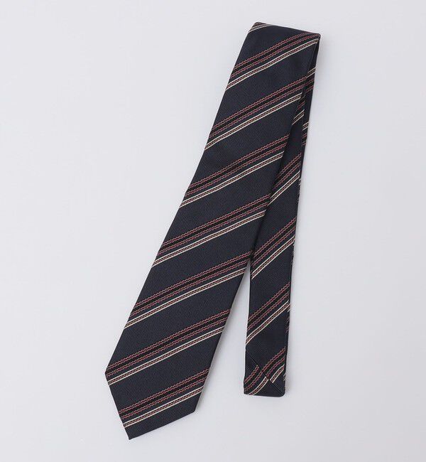 SHIPS「Puccini: シルク ジャカード レップ ストライプ  タイ」|ネクタイ・蝶ネクタイ|ネイビー