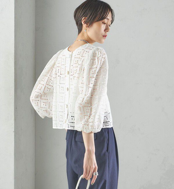 SHIPS for women「〈手洗い可能〉Broche スクエア レース 2WAY ブラウス」|シャツ・ブラウス|