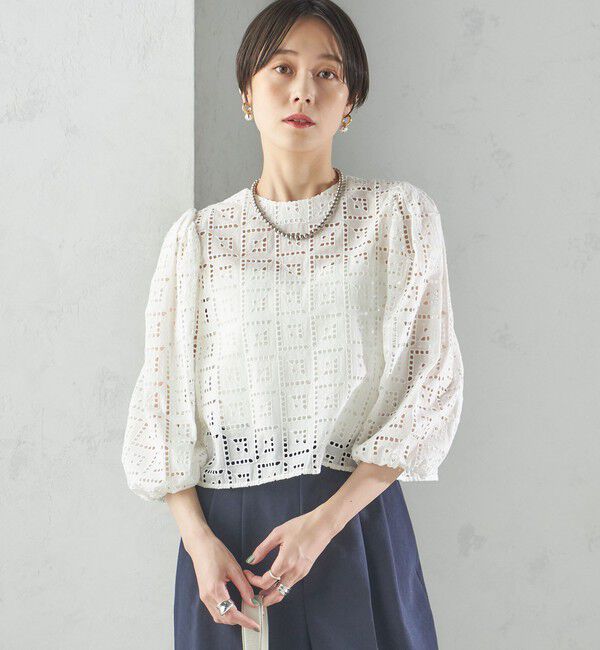 SHIPS for women「〈手洗い可能〉Broche スクエア レース 2WAY ブラウス」|シャツ・ブラウス|