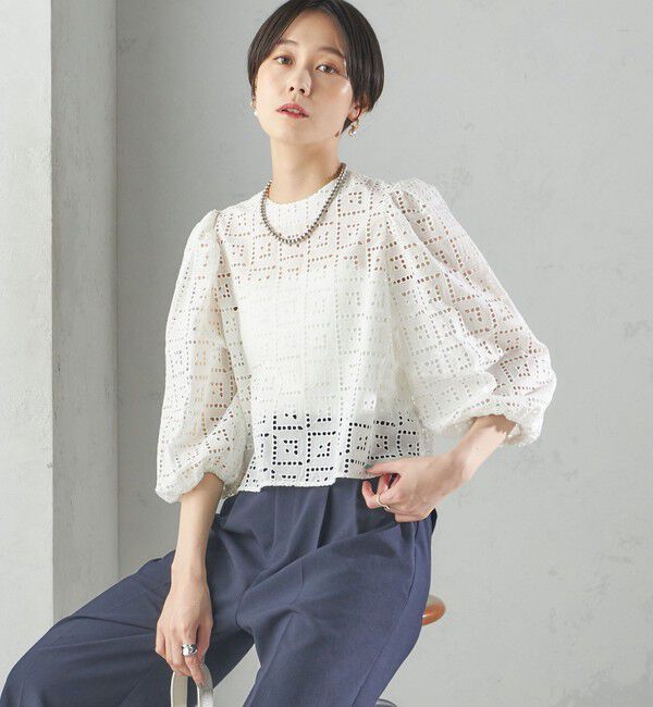 SHIPS for women「〈手洗い可能〉Broche スクエア レース 2WAY ブラウス」|シャツ・ブラウス|