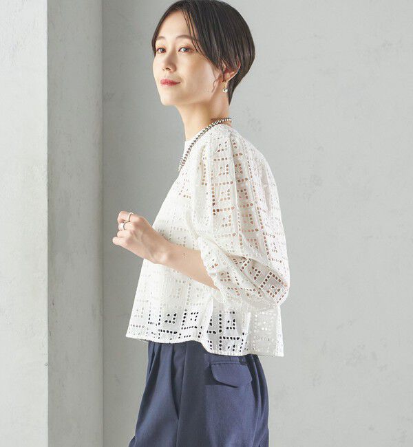 SHIPS for women「〈手洗い可能〉Broche スクエア レース 2WAY ブラウス」|シャツ・ブラウス|