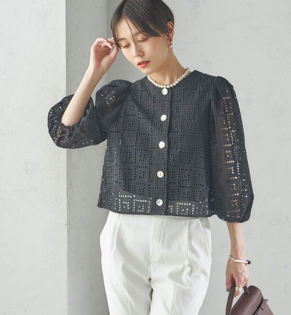 SHIPS for women「〈手洗い可能〉Broche スクエア レース 2WAY ブラウス」|シャツ・ブラウス|ブラック