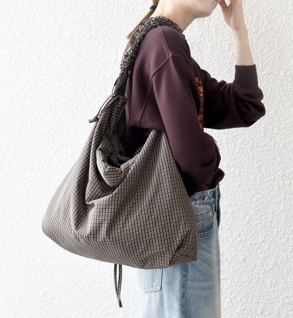 SHIPS any「SHIPS any: 3WAY チェック ギャザー ショルダーバッグ (ユニセックス)◇」|ショルダー・メッセンジャー|ブラウン