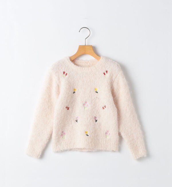 SHIPS KIDS「SHIPS KIDS:80～90cm / 〈洗濯機可能〉シャギー エンブロイダリー ニット」|ニット・セーター|オフホワイト