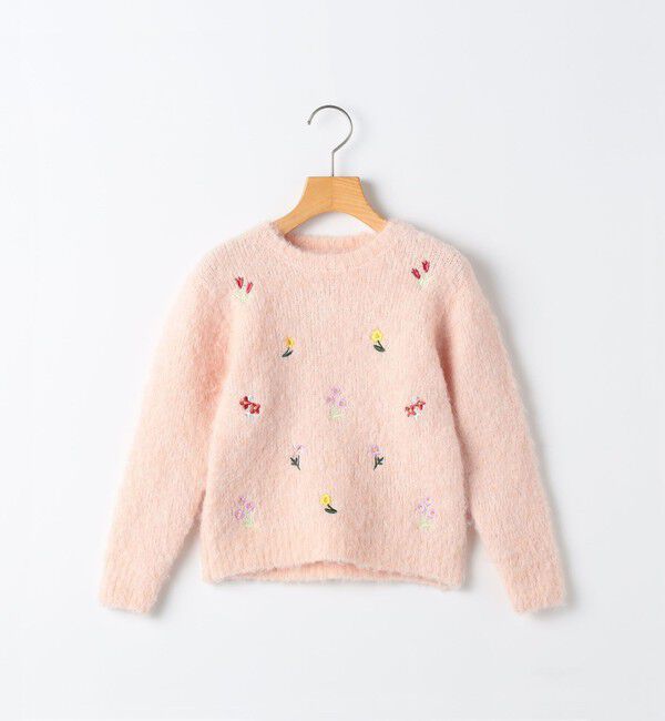 SHIPS KIDS「SHIPS KIDS:80～90cm / 〈洗濯機可能〉シャギー エンブロイダリー ニット」|ニット・セーター|ベビーピンク