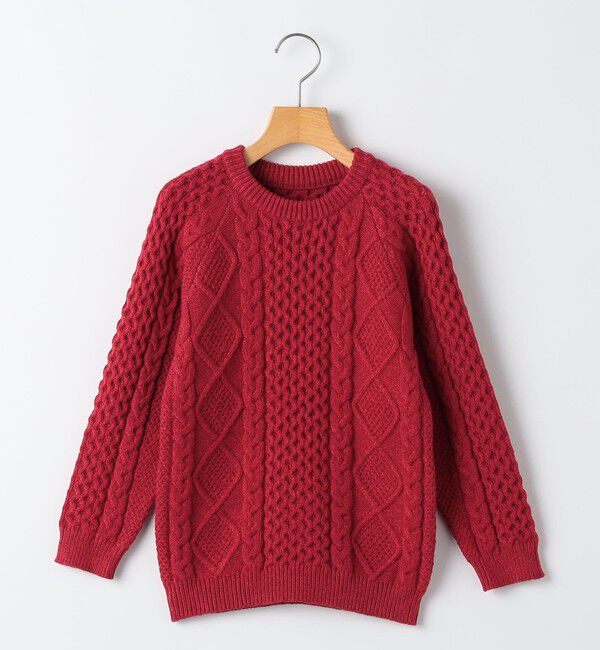 SHIPS KIDS「SHIPS KIDS:140～160cm /〈洗濯機可能〉ケーブル ニット」|ニット・セーター|レッド