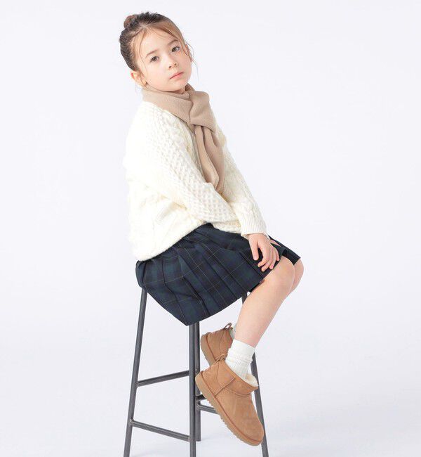 SHIPS KIDS「SHIPS KIDS:100～130cm /〈洗濯機可能〉ケーブル ニット」|ニット・セーター|オフホワイト