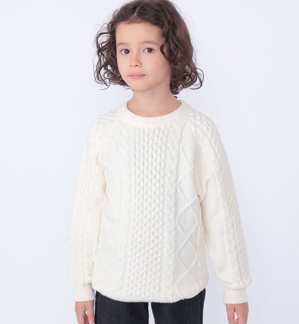 SHIPS KIDS「SHIPS KIDS:100～130cm /〈洗濯機可能〉ケーブル ニット」|ニット・セーター|