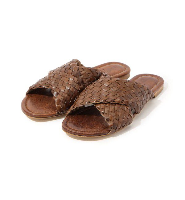 TOMORROWLAND GOODS「JAMIE HALLER ウーブン ストラップ スライドサンダル」|サンダル|45 キャメル